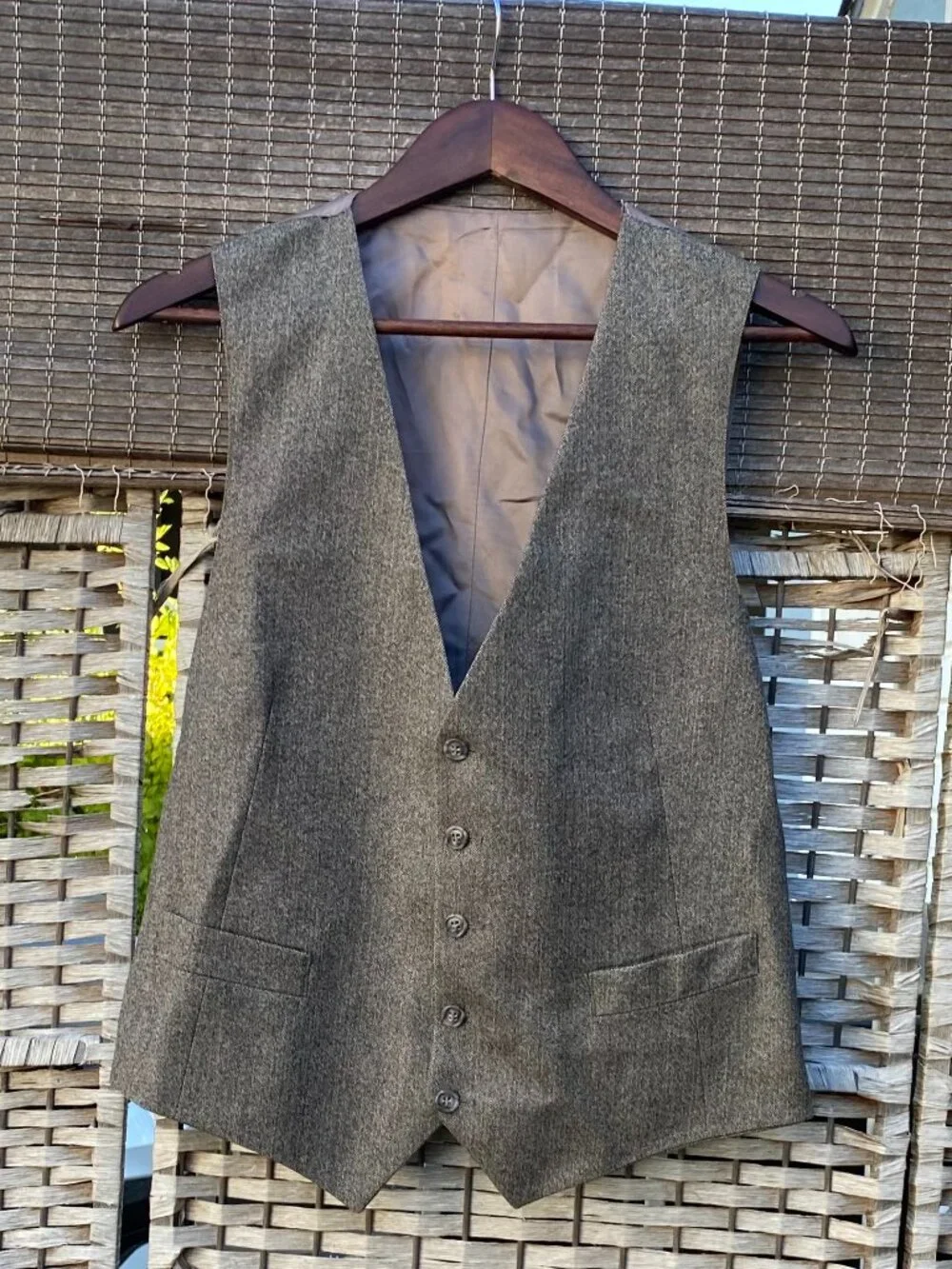 90s Calvin Klein Weinstocks TWO Piece Suit Blazer Gray Herringbone Vintage
